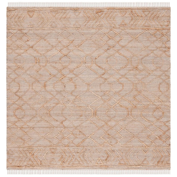 Natural Fiber 6 ft. x 6 ft. Square Natural/Beige Geometric Woven Area Rug