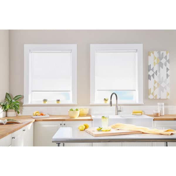 Unbranded Cut-to-Size Ivory Cordless Light Filtering Roller Shades 23 in. W x 64 in. L