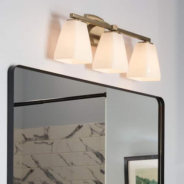 Marant 23.75 in. 3-Light Vanity Light with Opal Glass in Champagne Bronze