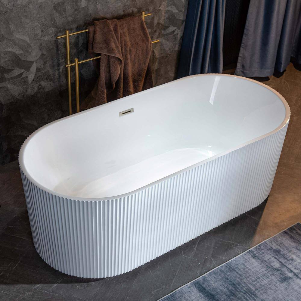 Pavanjit 67" White Acrylic Freestanding Soaking Bathtub