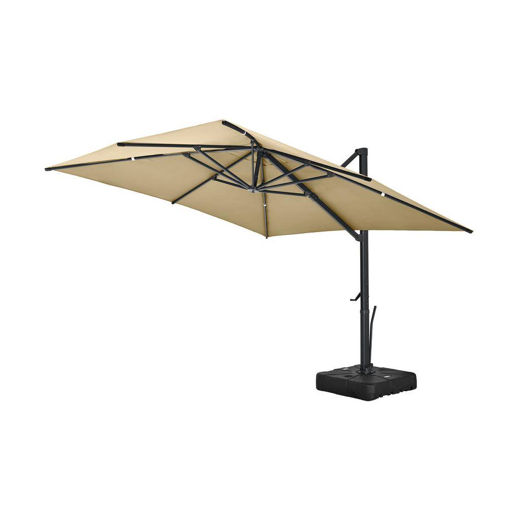 HAPPATIO 10 ft. Aluminum Cantilever Tilt Patio Umbrella in Beige HPO
