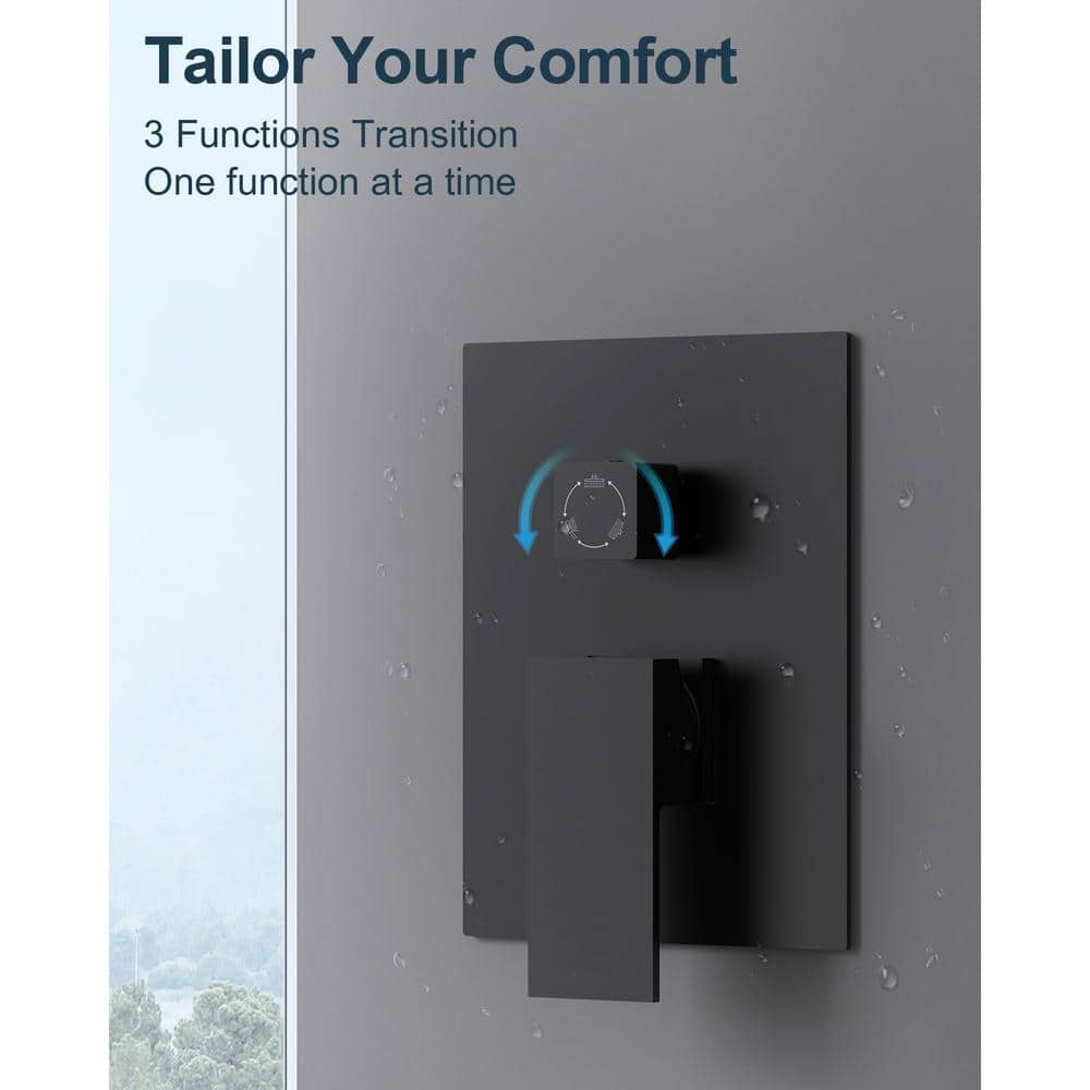 Matte Black Dual Shower Head System with Handheld Unit