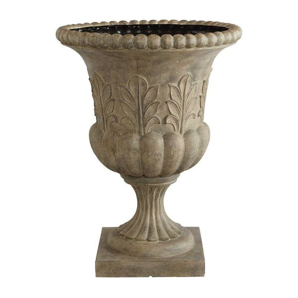 Home Decorators Collection 30 in. H Stone Acanthus Weathered Green Urn Planter