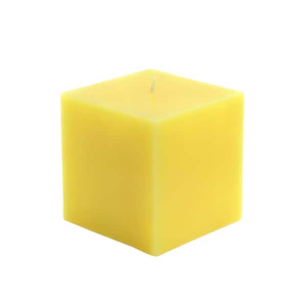 Zest Candle 3 in. x 3 in. Yellow Square Pillar Candles Bulk (12-Case)