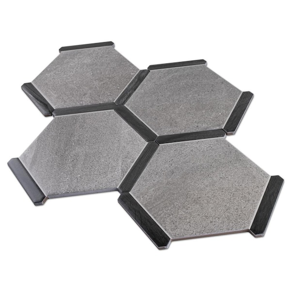 MOLOVO Denia Ebano Gray Hexagon 8.58 in. x 9.89 in. Matte