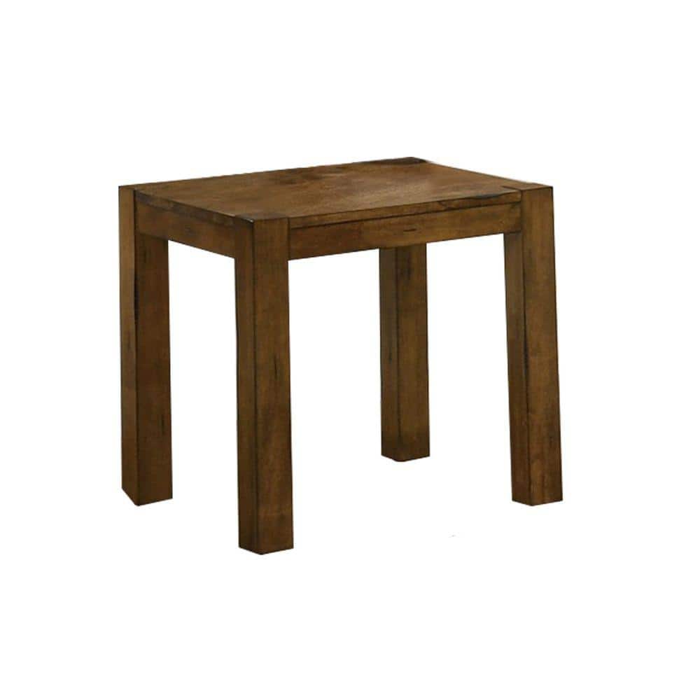 Brown Wooden Coffee Table and End Tables Set with Block Legs
