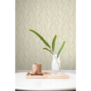 Metallic Leaf Gold and White Paper Non - Pasted Strippable Wallpaper Roll (Cover 56.05 sq. ft.)