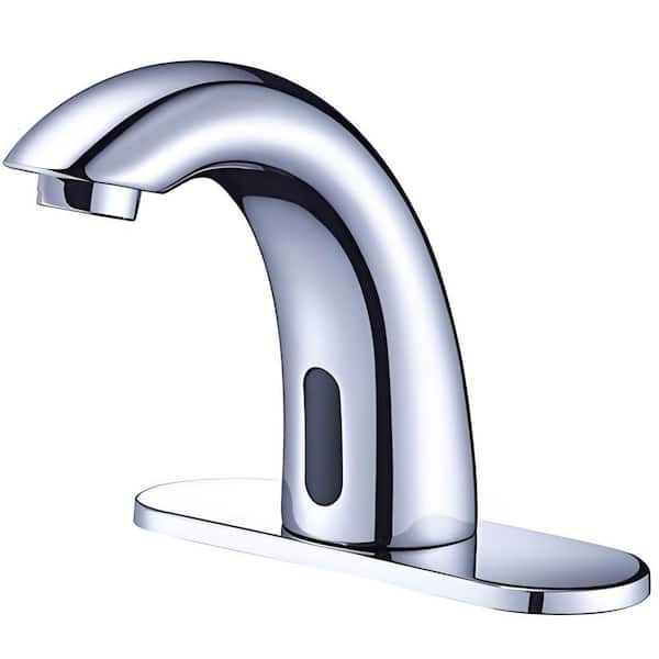 1-Piece Touchless Bathroom Sink Faucet in Chrome, Automatic Motion Sensor Restroom Toilet Faucet