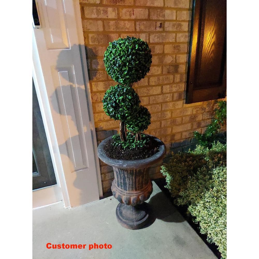 30'' Green Artificial Boxwood Triple Ball Topiary in Decorative Pot