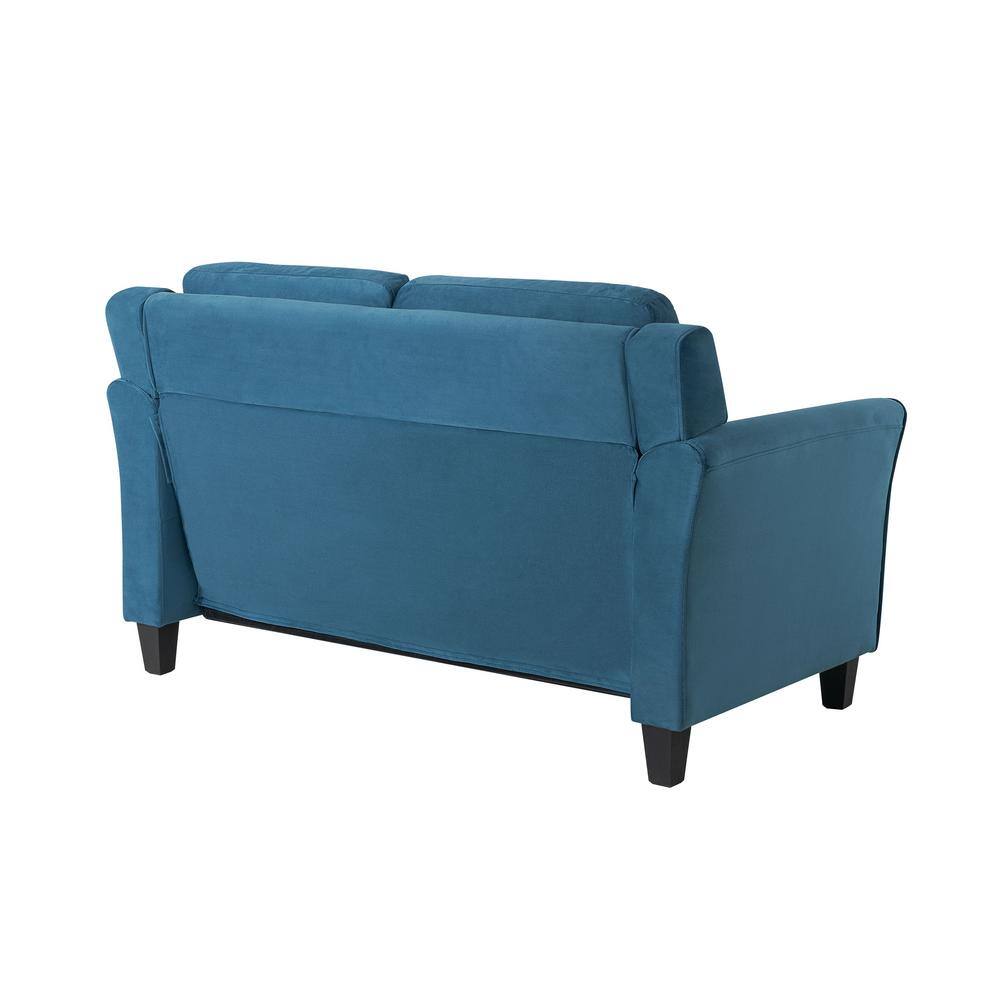 Harper Blue Microfiber Tufted Loveseat with Flared Arms