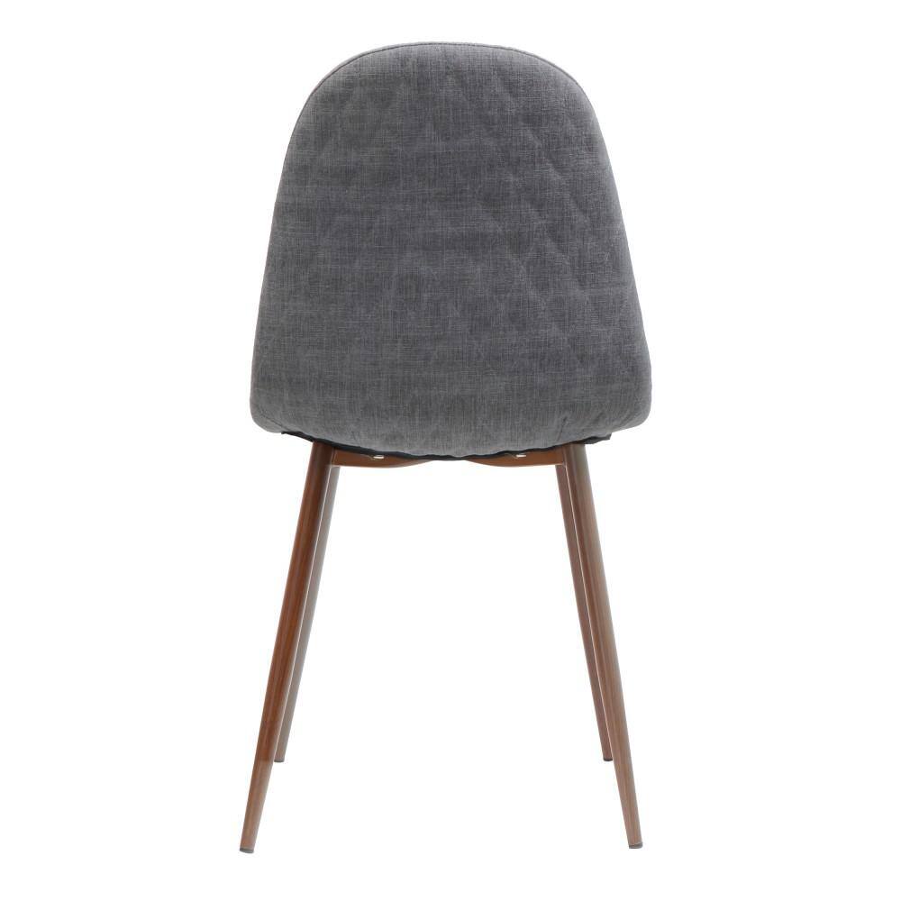 Elegant Mid-Century Modern Dining Chairs in Light Grey with Dark Walnut Iron Legs, Set of 2