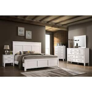 New Classic Furniture Andover 5-Piece White King Wood Bedroom Set (Bed, Dresser, Mirror, Nightstand, Chest)