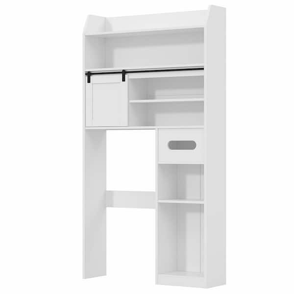 Over The Toilet Storage Cabinet White 63.8 in. Accent Cabinet Office Storage Cabinet Organizer with 6 Shelves