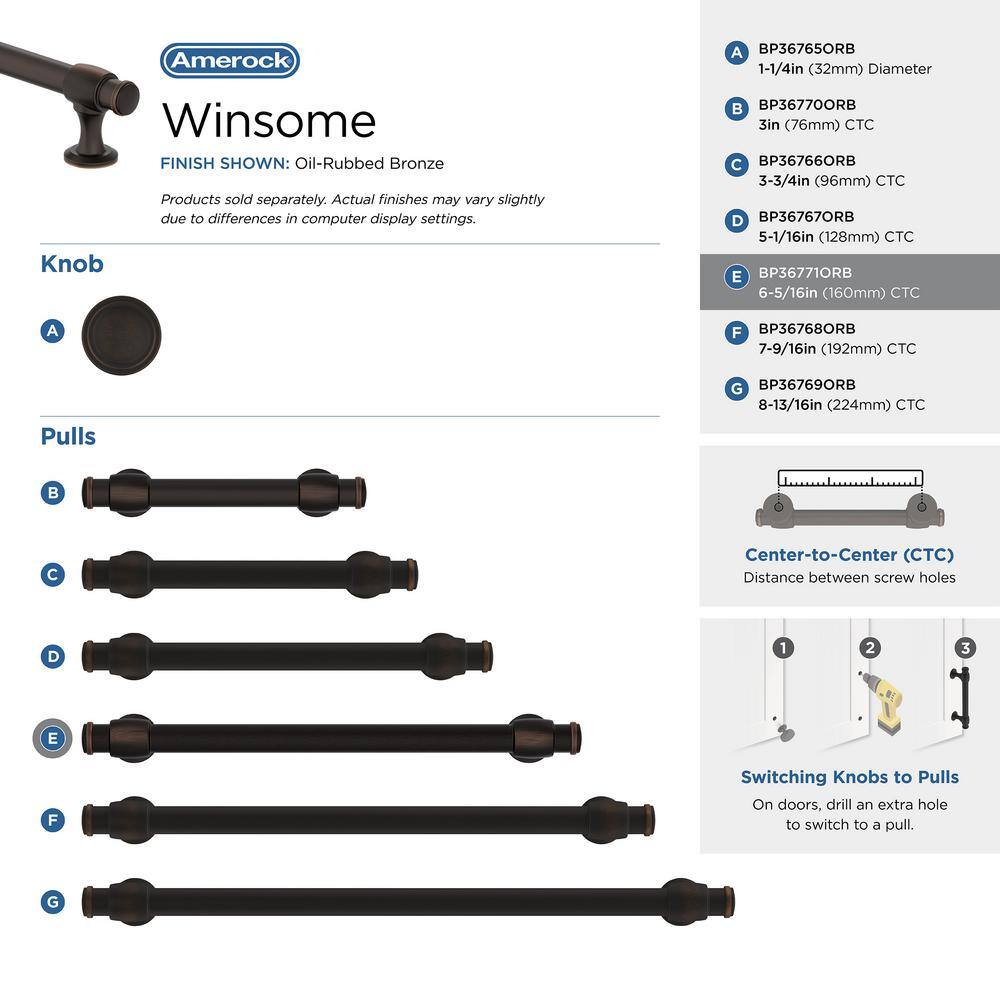 Oil Rubbed Bronze 6-5/16" Cabinet Pull with Mounting Hardware
