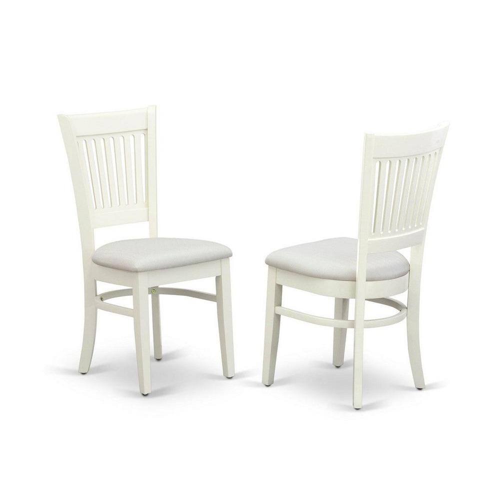 Linen White Rectangular Dining Set with Rubber Wood Chairs