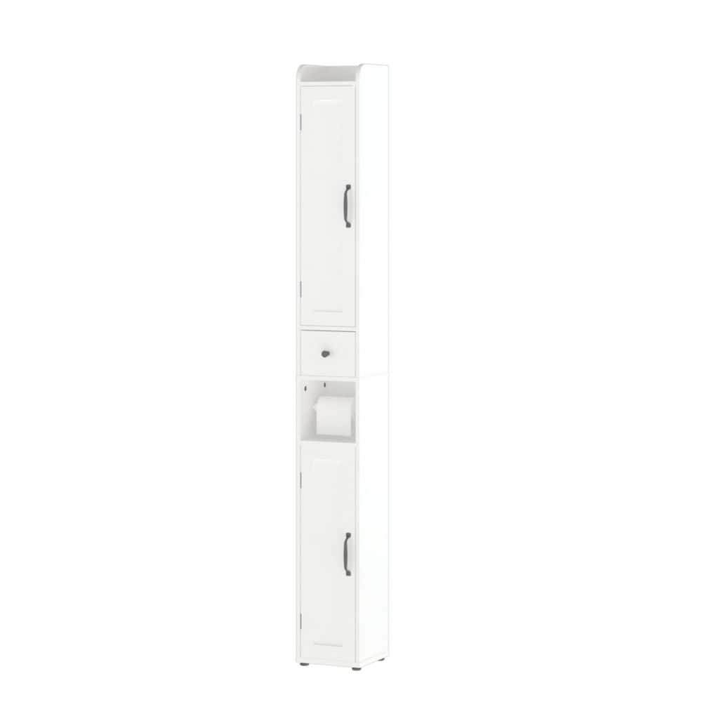 7.87 in. W x 7.87 in. D x 67.51 in. H White Wood Linen Cabinet Storage Cabinet W/ Adjustable Shelves, Paper Towel Holder price history on PriceWatchPro
