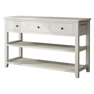 47.25 in. White Rectangle MDF Console Table with 3-Drawers and 2 Shelves