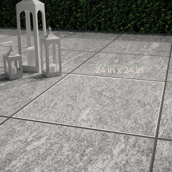 Corso Italia Alpe Gray 24 in. x 24 in. x 0.75 in. Quartzite Stone