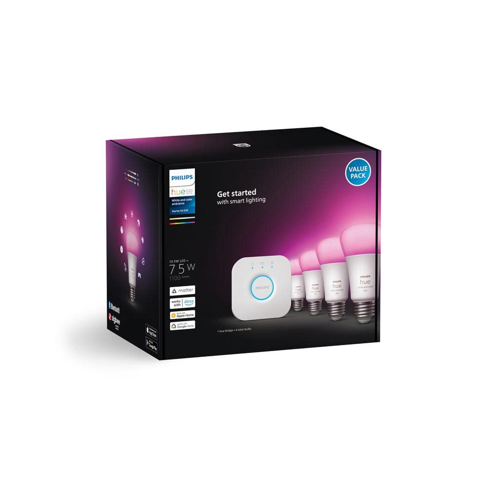 Philips Hue 75W Multicolor Smart LED Starter Kit with Bridge
