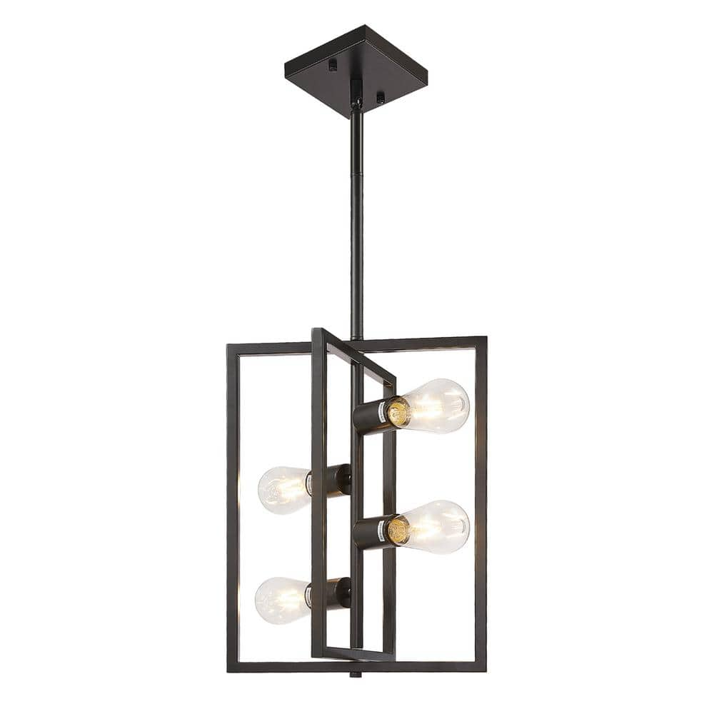 Magic Home 4-Light Black Modern Geometric Metal Ceiling Light Foyer ...