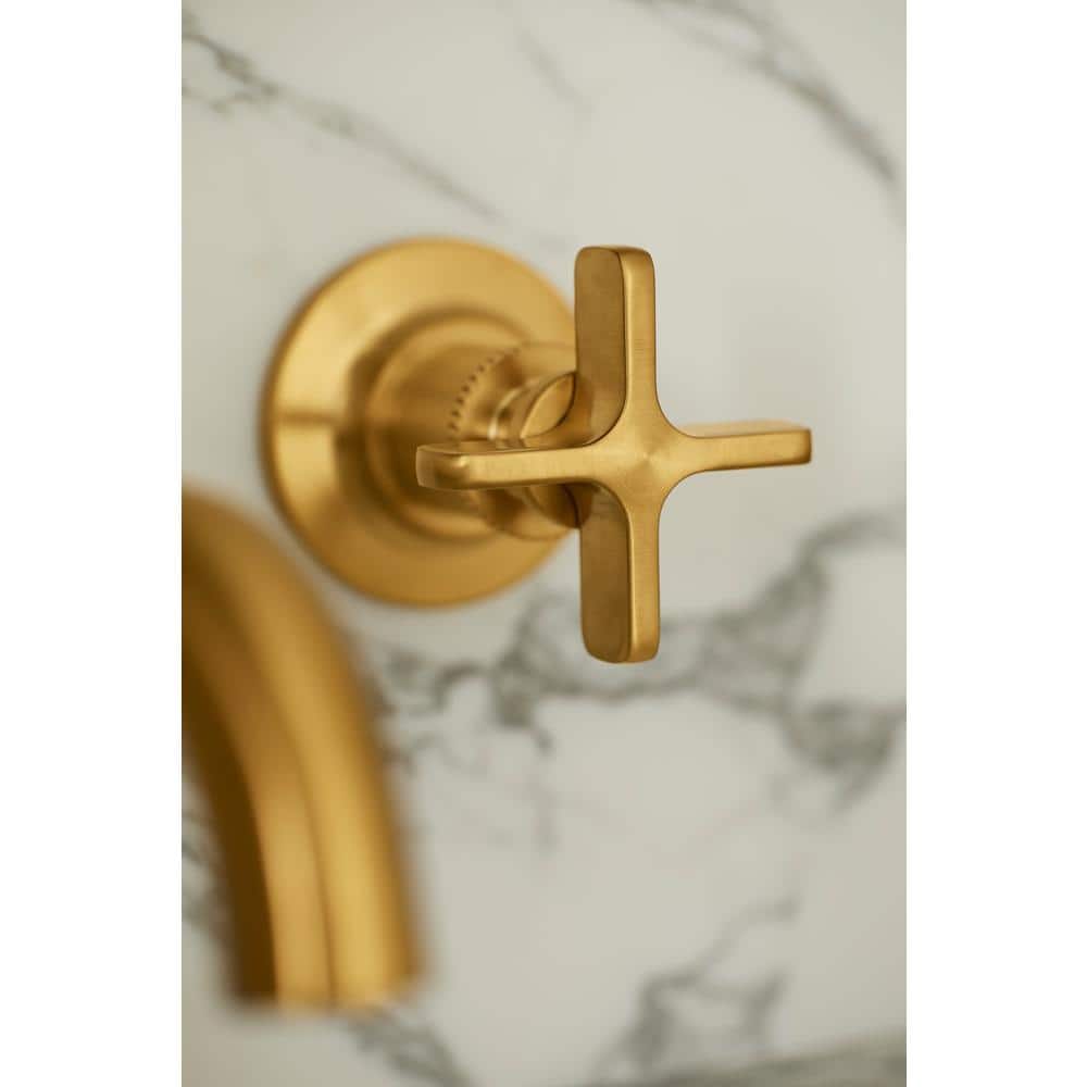 Matte Black Wall-Mount Bathroom Sink Faucet with Knurled Levers