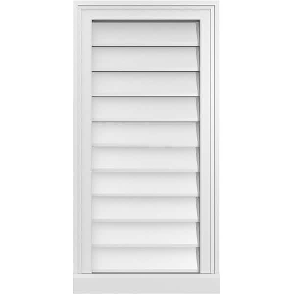 Ekena Millwork 16" x 32" Rectangular White PVC Paintable Gable Louver Vent Non-Functional
