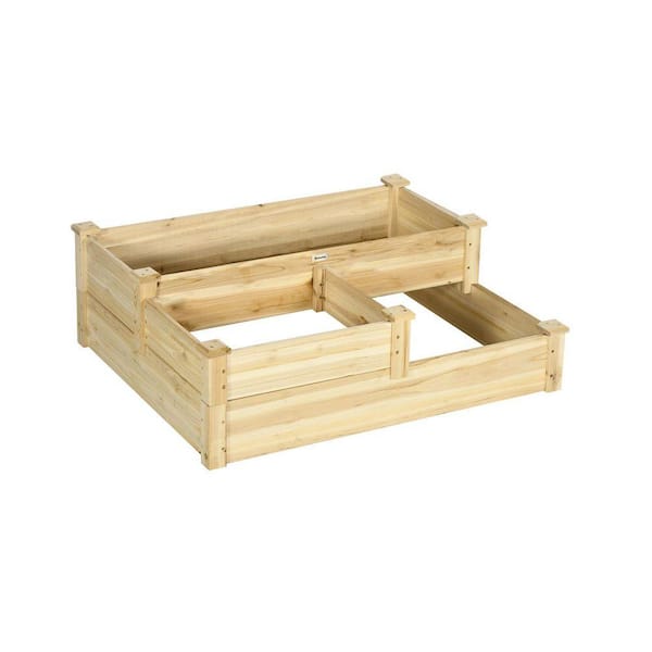 42.5 in. x 34.75 in. x 14.25 in. 3-Tier Wood Raised Garden Bed