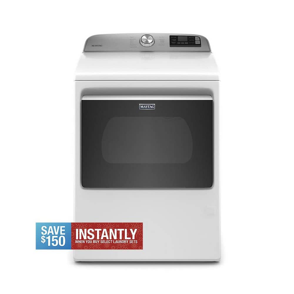7.4 cu. ft. 120-Volt Smart Capable White Gas Dryer with Hamper Door