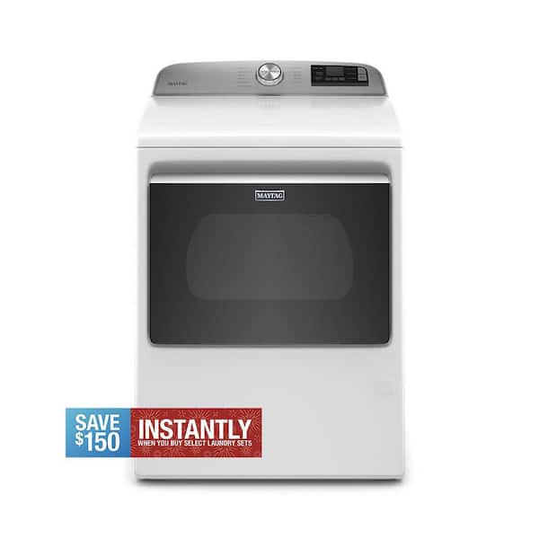 7.4 cu. ft. 120-Volt Smart Capable White Gas Dryer with Hamper Door