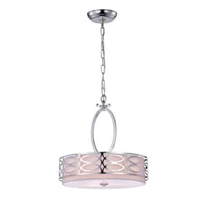 Pavot 3-Light Chrome Drum Chandelier for Dining/Living Room, Foyer, Bedroom, with No Bulbs Included