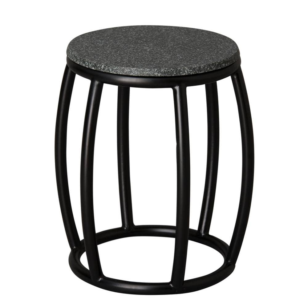 Emissary 19 in. Black Metal Post Indoor/Outdoor Stool/Accent Table ...