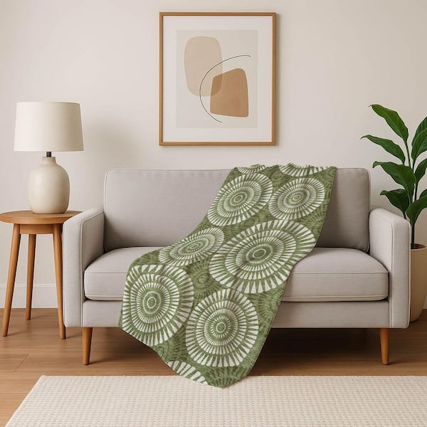 Premium Machine Washable ASB877 Green 50 in. x 70 in. Sherpa Throw Blanket