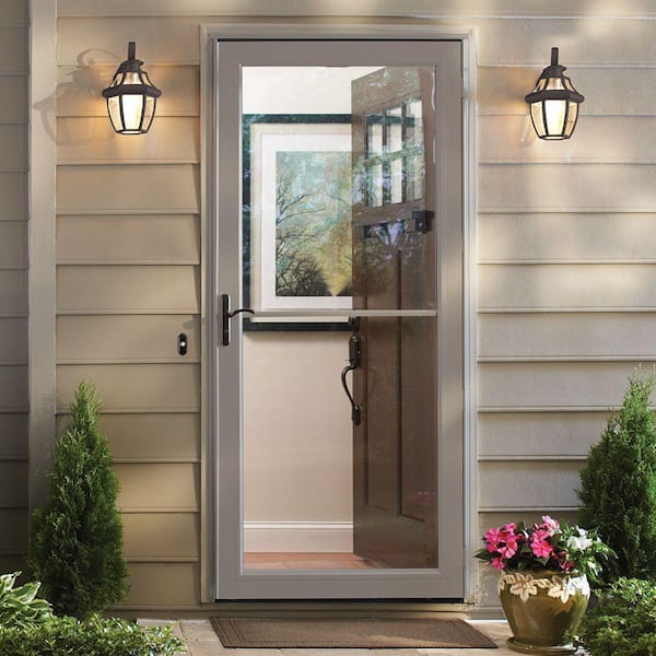 3000 Series 36 in. x 80 in. Sandtone Left-Hand Retractable Storm Door with ORB Hardware