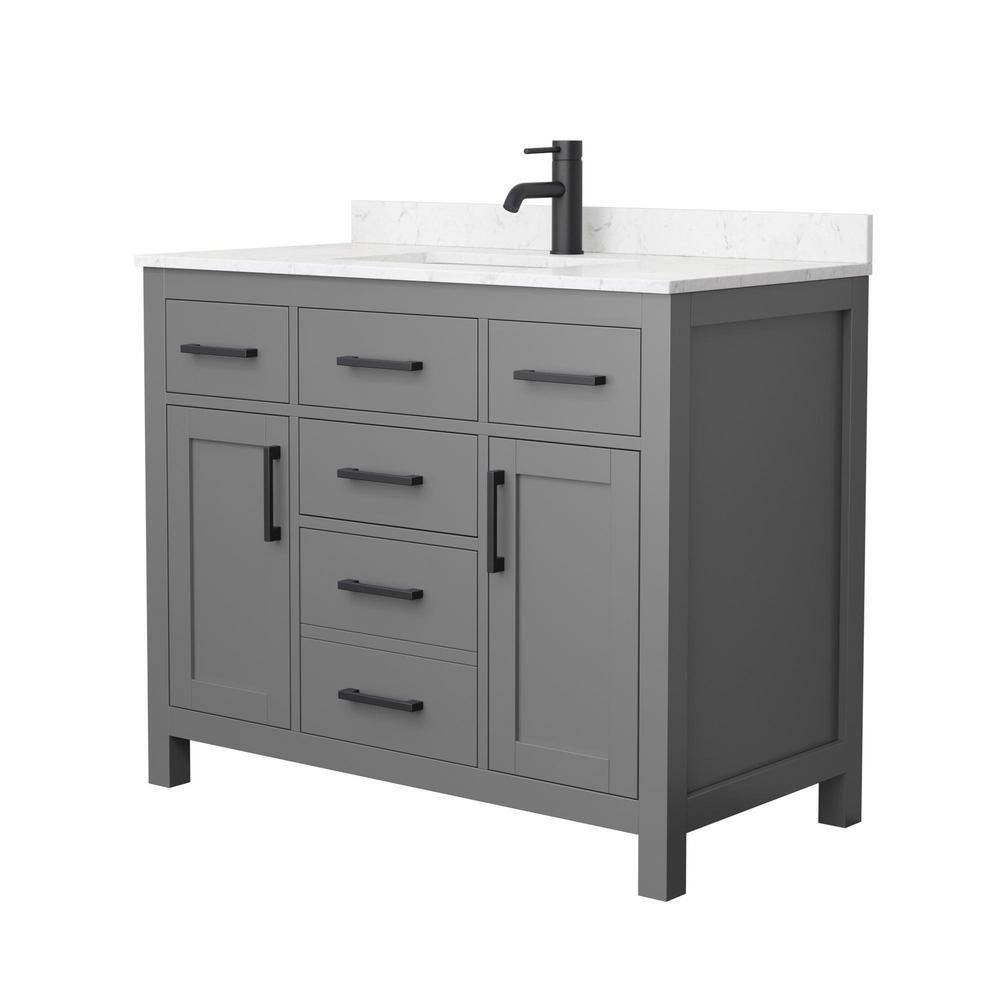 Beckett 42" Dark Gray Freestanding Vanity with Carrara Marble Top