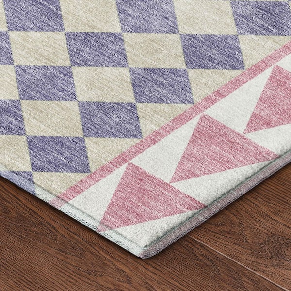 Mayfield Premium Machine Washable Abstract AMF2522 Pink 3 ft. x 5 ft. Area Rug