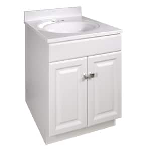 Wyndham 25 in. 2-Door Bathroom Vanity in White with Cultured Marble Solid White Vanity Top (Ready to Assemble)