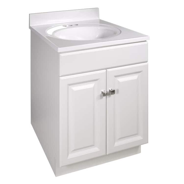 22"x25" Wyndham Two Door Vanity with 4" Cultured Marble Centerset White - Design House LA: Plywood Frame, No Shelves