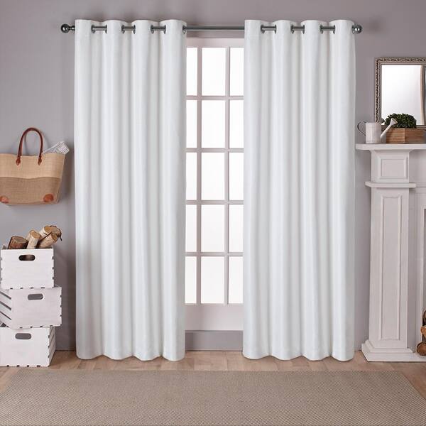 Unbranded Off-White Faux Silk Thermal Blackout Curtain - 54 in. W x 96 in. L (Set of 2)