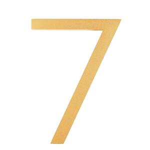 6 in. Brushed Brass Aluminum Floating or Flat Modern House Number 7