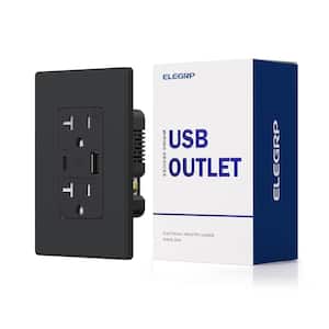 ELEGRP USB Wall Outlet Receptacle with Dual 4.0 A Ports, 15 Amp Duplex Tamper ELEGRP USB Wall Outlet Receptacle with Dual 4.0 A Ports, 15 Amp Duplex Tamper