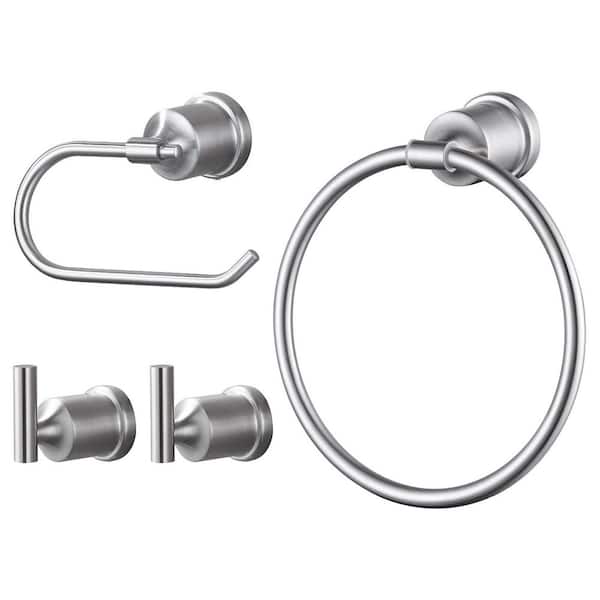ARCORA 4-Piece Bath Hardware Set with Toilet Paper Holder, Towel Ring and Towel Hook Included in Brushed Nickel