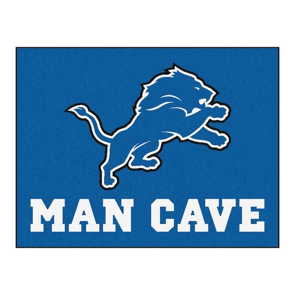 FANMATS Detroit Lions Blue Man Cave 3 ft. x 4 ft. Area Rug