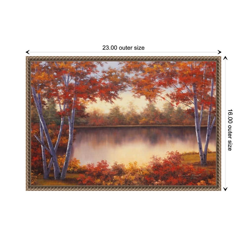 Red and Gold Trees Landscape Canvas Print with Beaded Bronze Frame