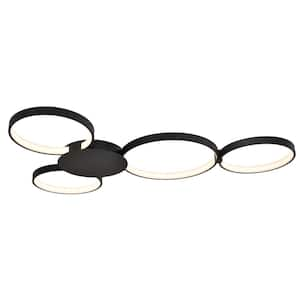 Capella 43 in. 4-Watt Black ETL Certified Integrated LED Semi Flush Mount Ceiling Fixture With 4 Light Rings