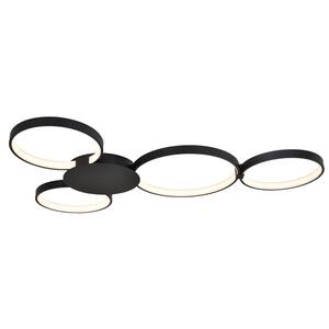 Capella 43 in. 4-Watt Black Integrated LED Semi Flush Mount Ceiling Fixture With 4 Light Rings