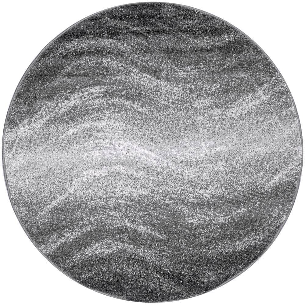 nuLOOM Julene Contemporary Ripples Gray 5 ft. Round Rug BDSM05AR505