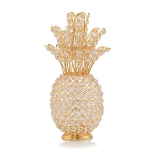 13 in. Gold And Faux Crystal Pinnapple Tabletop Sculpture