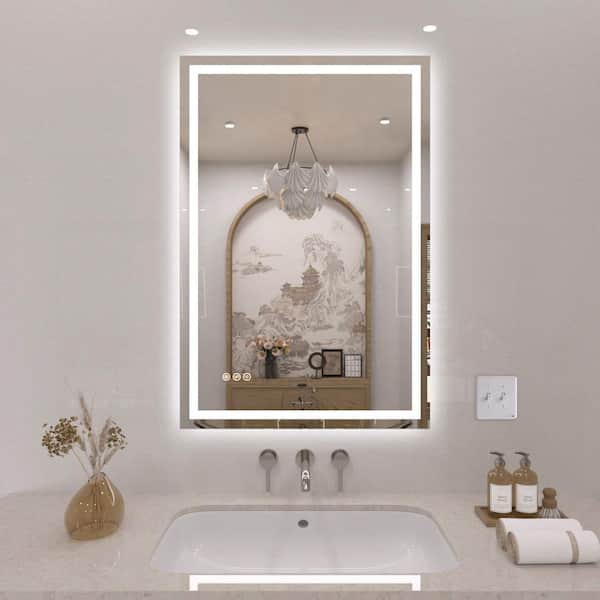 TaiMei 24 in. W x 36 in. H Rectangular Frameless LED Wall Bathroom Vanity Mirror