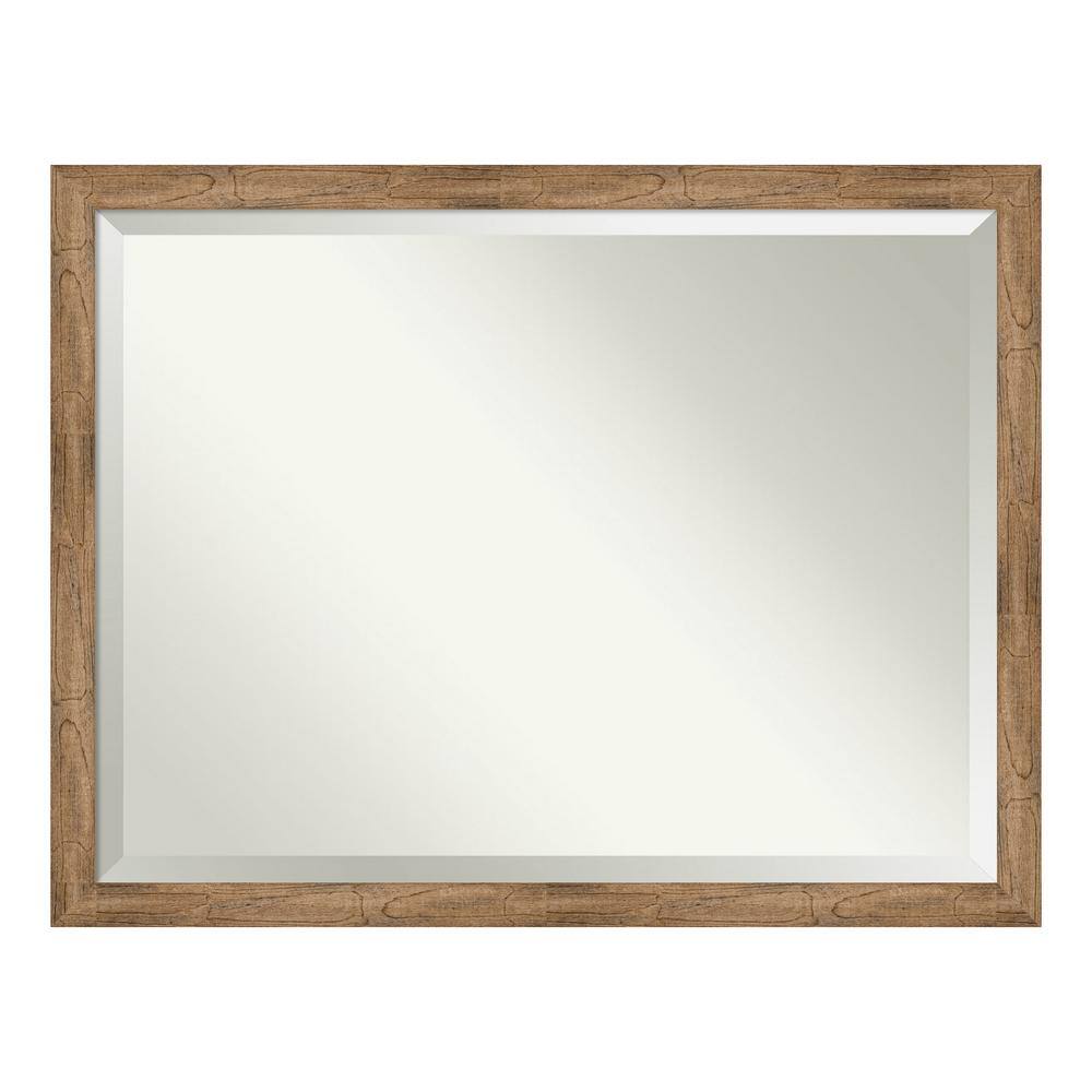 Owl Brown Narrow 43.5 in. x 33.5 in. Beveled Rectangle Wood Framed Bathroom
