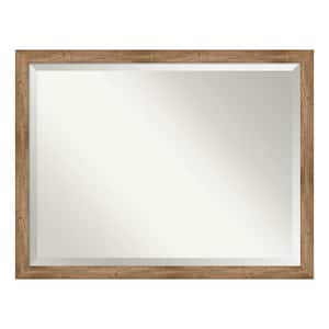 Owl Brown Narrow 43.5 in. x 33.5 in. Beveled Rectangle Wood Framed Bathroom Wall Mirror in Brown